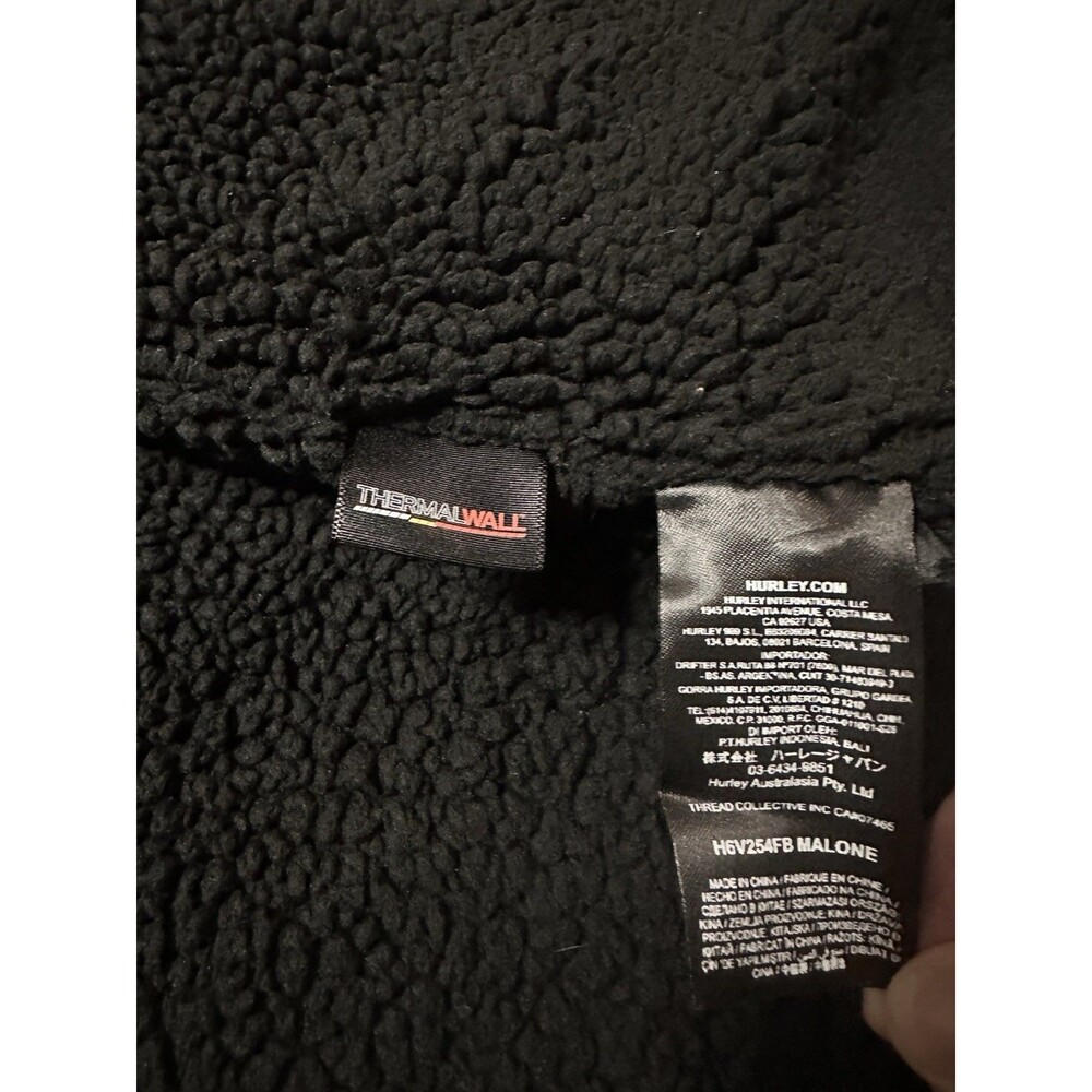Hurley Vest Men's Small Malone Thermalwall Black Full Zip Quilted Pockets Sherpa - Picture 8 of 10